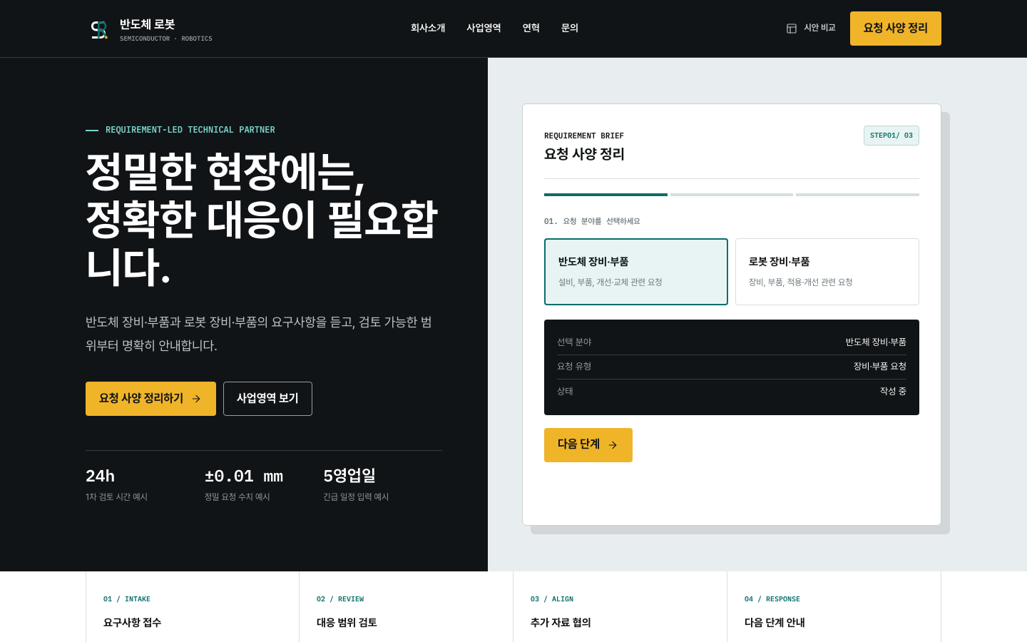 시안 A 요구사항 브리프 중심 첫 화면